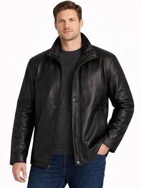 NWT Ferrari Men's Black Faux Leather Jacket